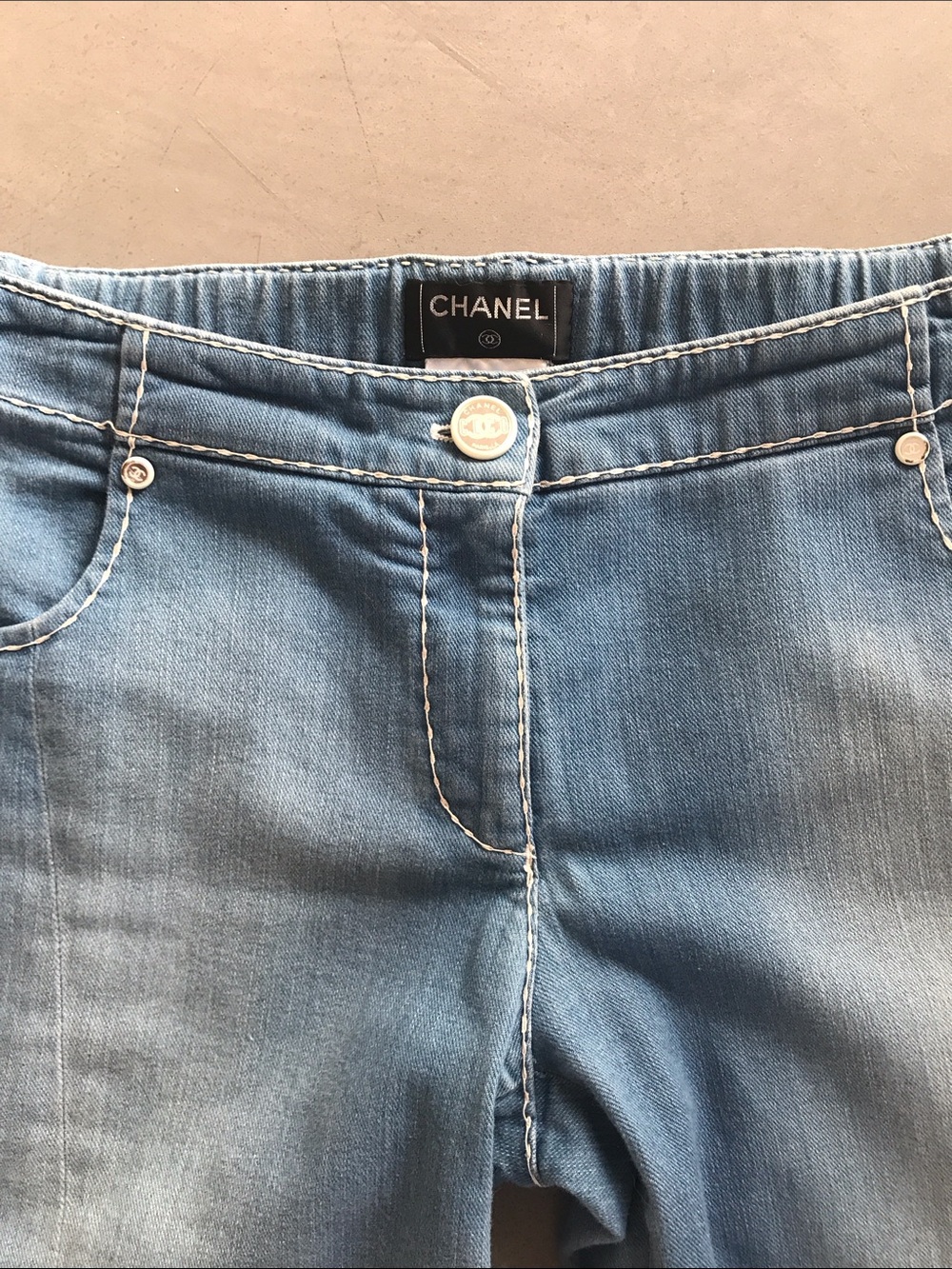 CHANEL Light Wash Wide Leg Jeans — Pale Blue Denim - Picture 2 of 16